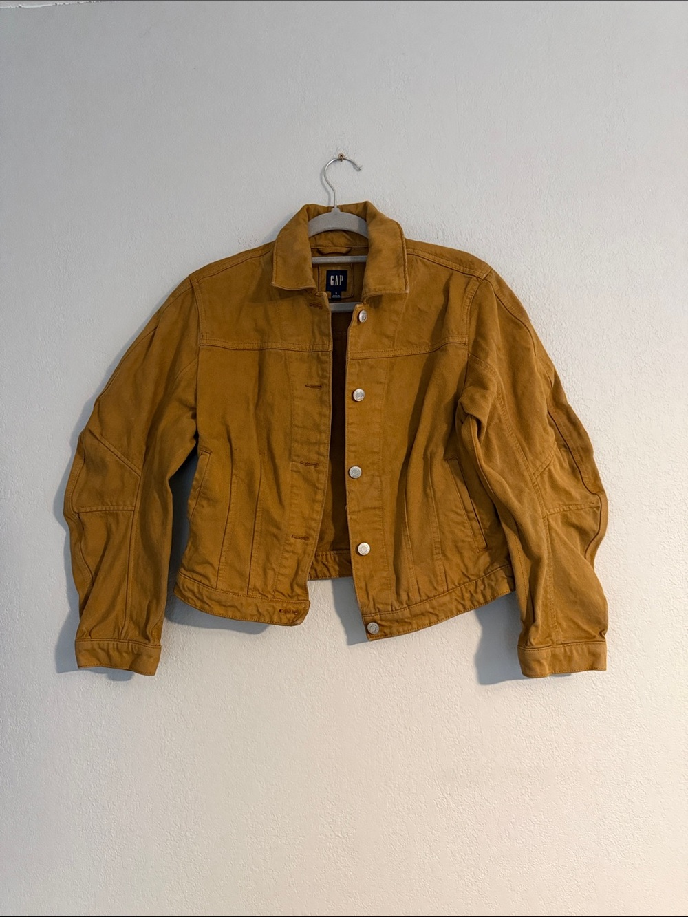 GAP Riverbed Brown Barrel-Sleeve Cropped Jacket – 100% Cotton in Size S - Picture 4 of 7